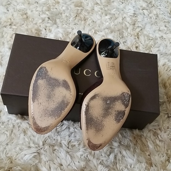 GUCCI chocolat Guccissima slide heels - Picture 6 of 8